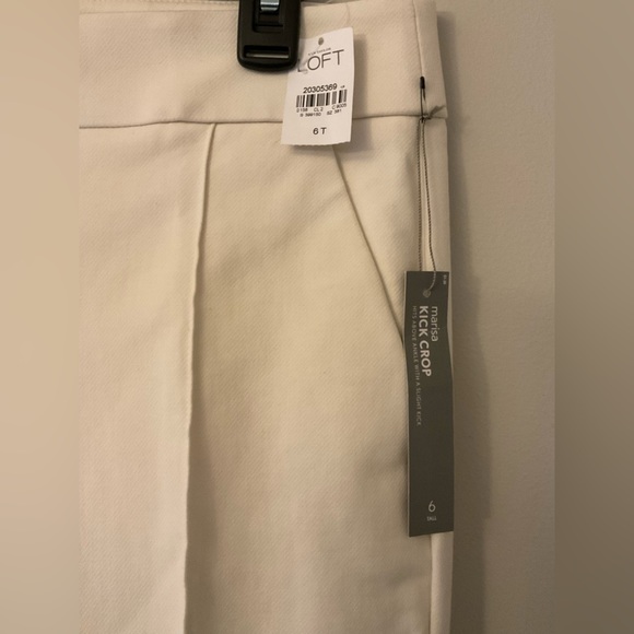 Loft Marisa Kick Crop Size 6 Tall White Dress Pants - Picture 2 of 3